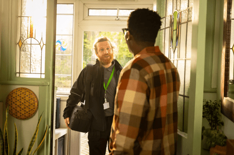 Boiler engineer meeting a customer