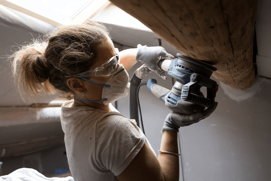 Woman doing DIY at home