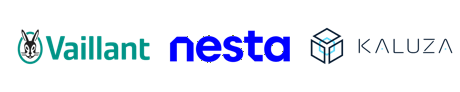 Vaillaint, Nesta and Kaluza logos