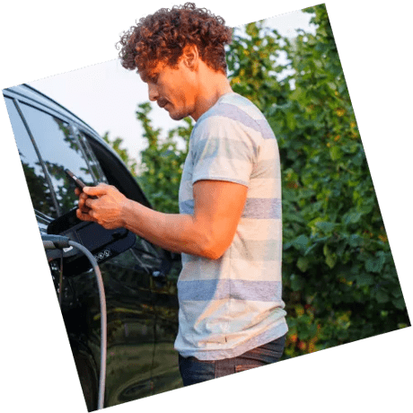 Man charging his car