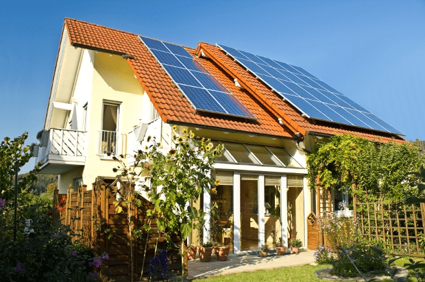 house with solar panels