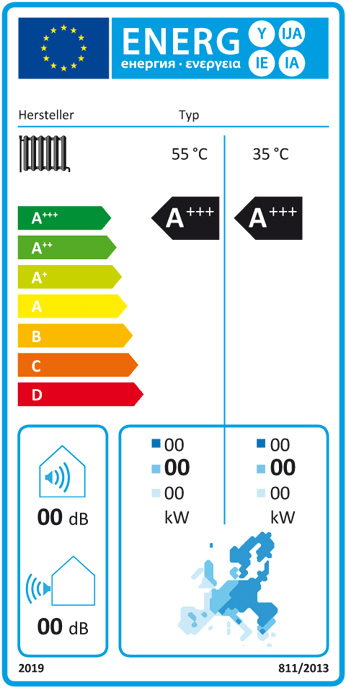 An example of an energy efficiency rating label on a heat pump