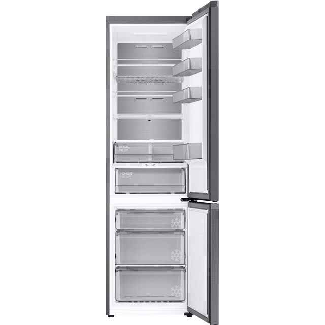 Samsung Bespoke RL38A776ASR fridge-freezer in stainless steel with doors open
