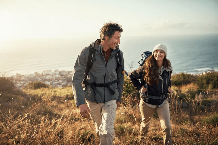 A couple hiking in nature