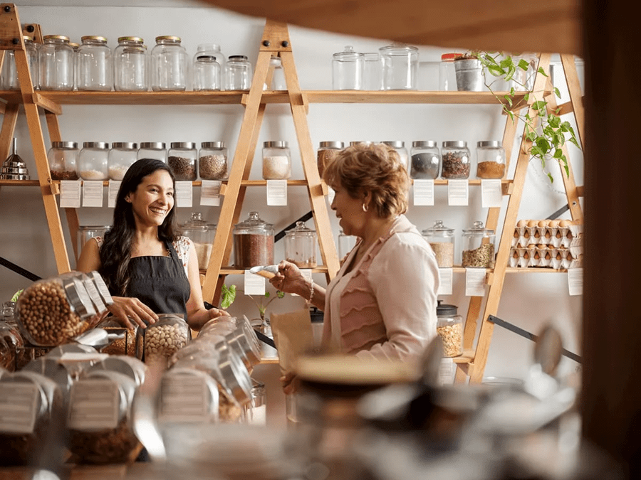 people shopping in a sustainable shop