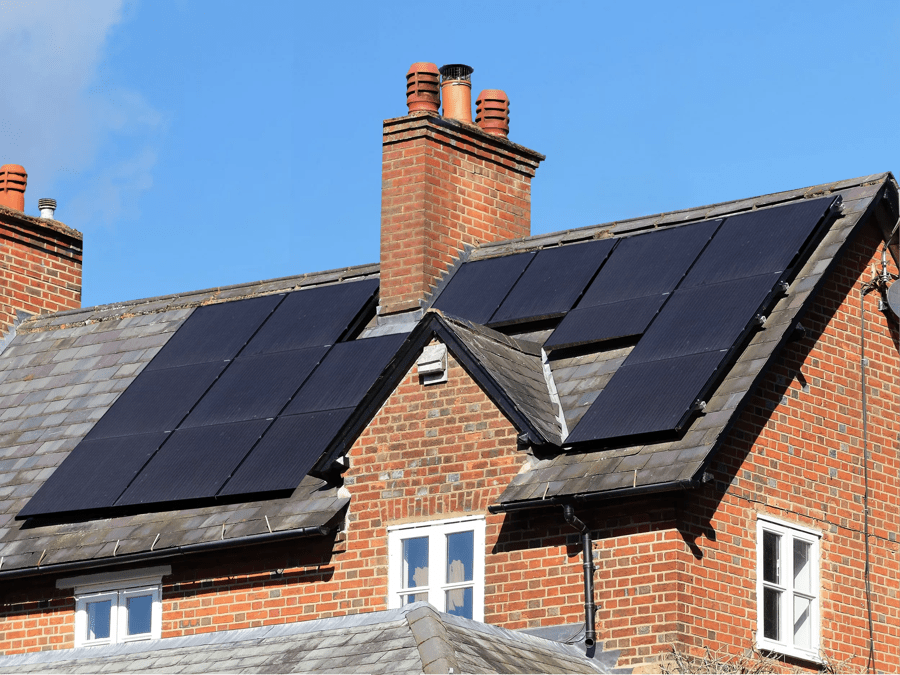 A house with solar panels on the roof