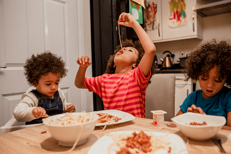 family eating at home