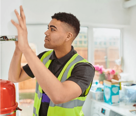 Boiler engineer at work