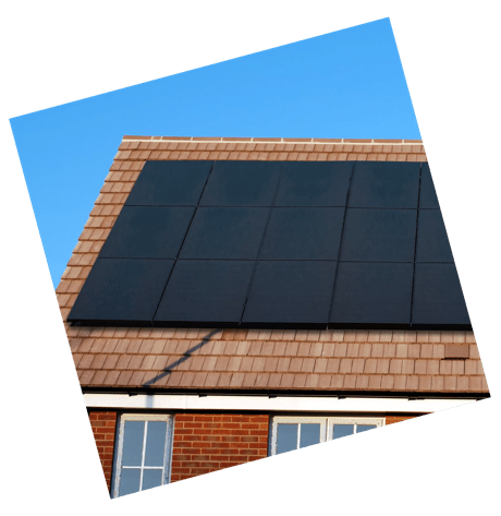 A roof with solar panels