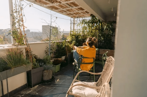 Sunbathing on the balcony