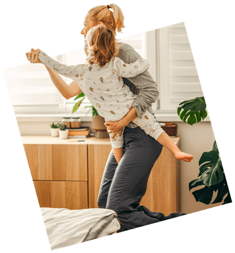 woman dancing with child