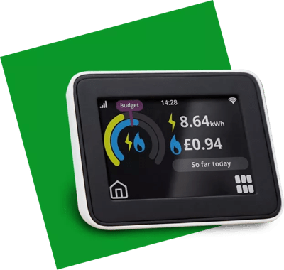 Black smart meter with cost displayed