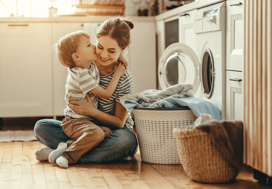 washing machine mum son