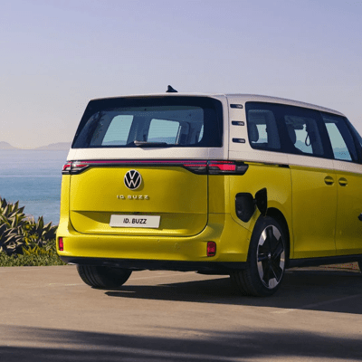 Volkswagen driving along road