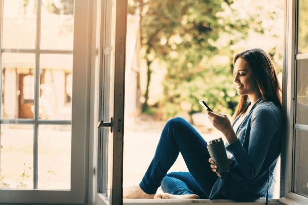 woman using phone