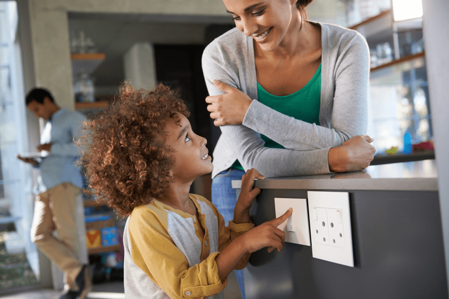 Mother teaching child