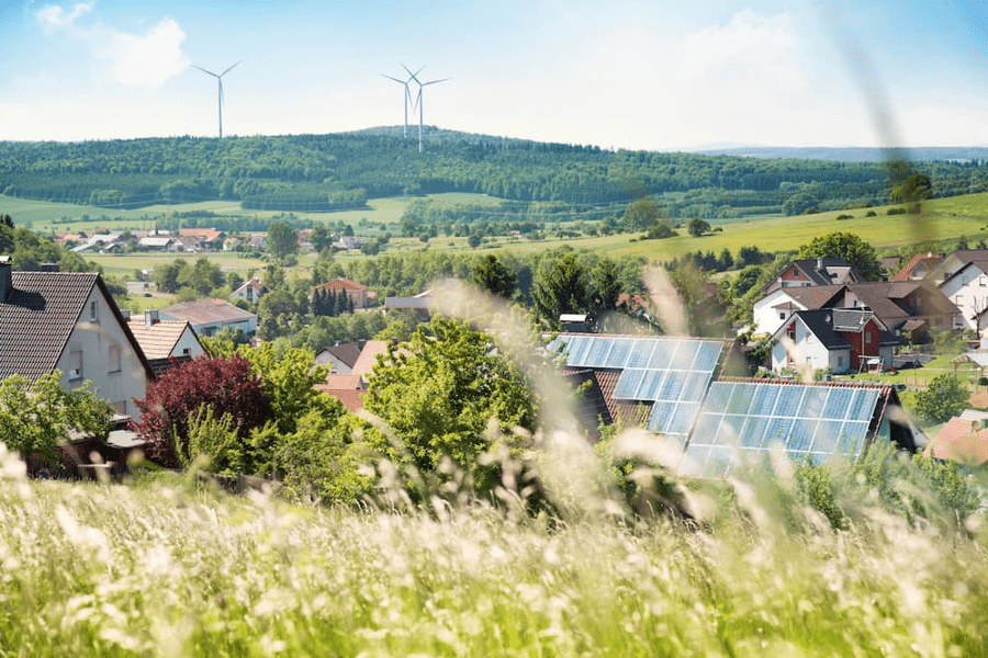 Home solar panels in the countryside